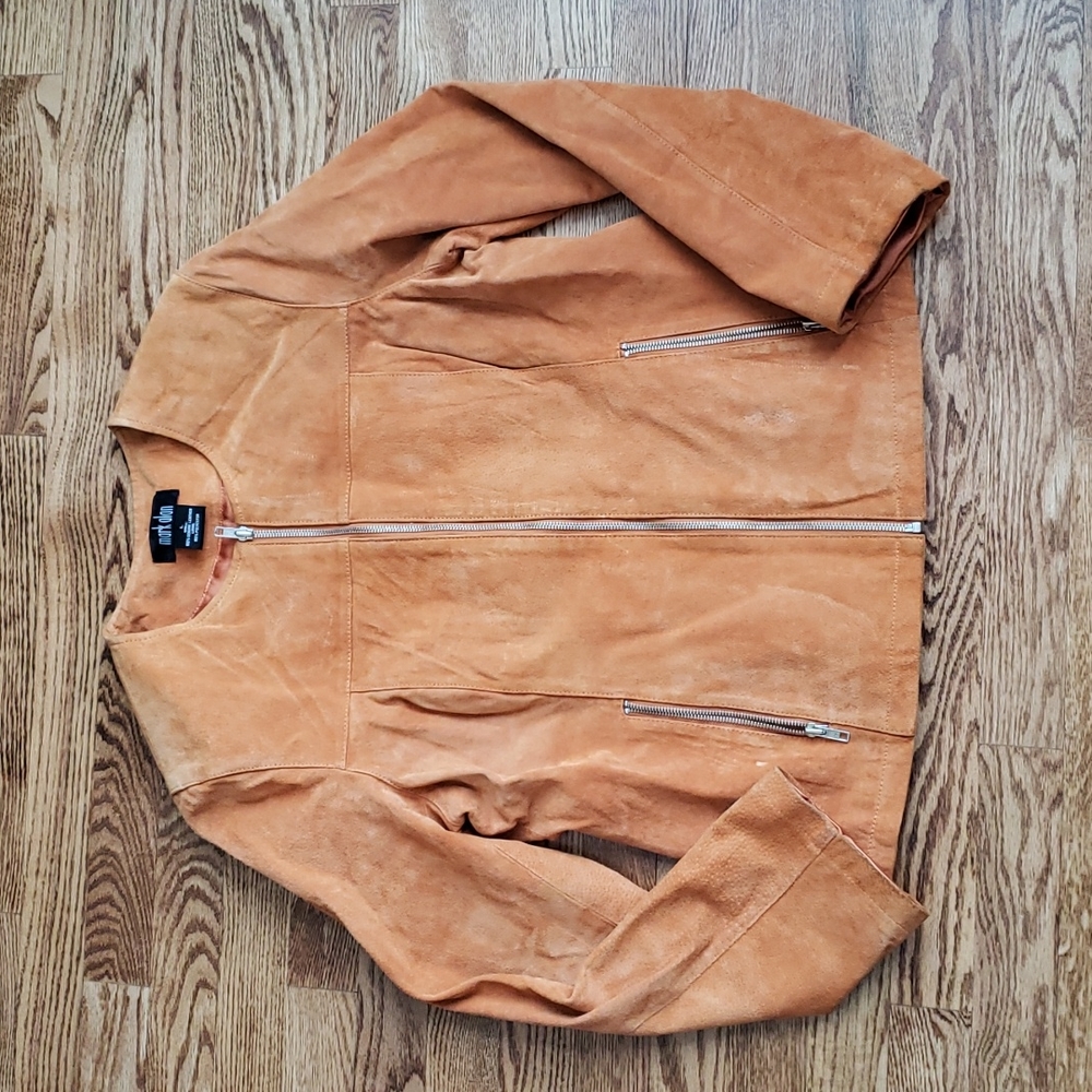 (L) Mark Alan 100% Genuine Leather Shell Jacket Contemporary Casual Vintage